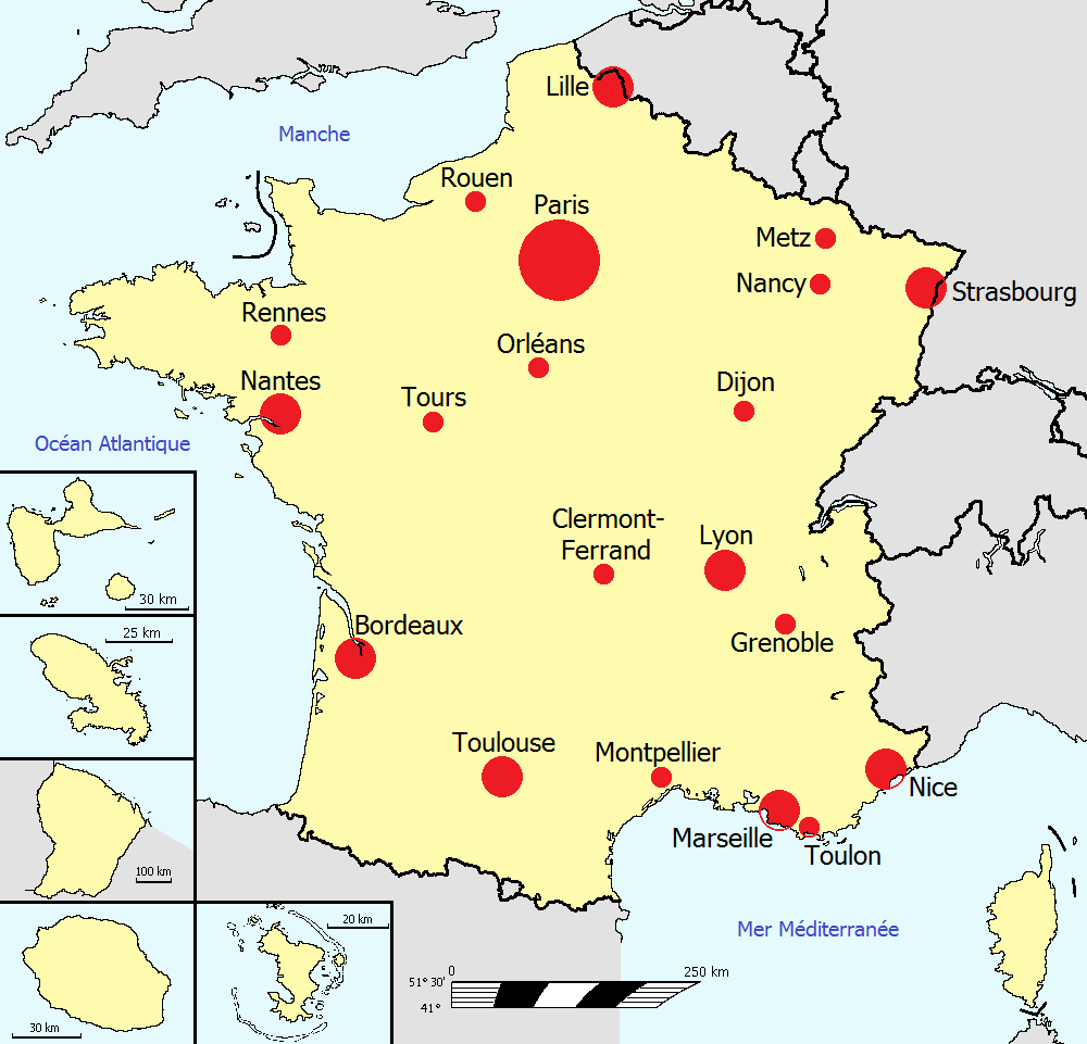 carte des métropoles françaises