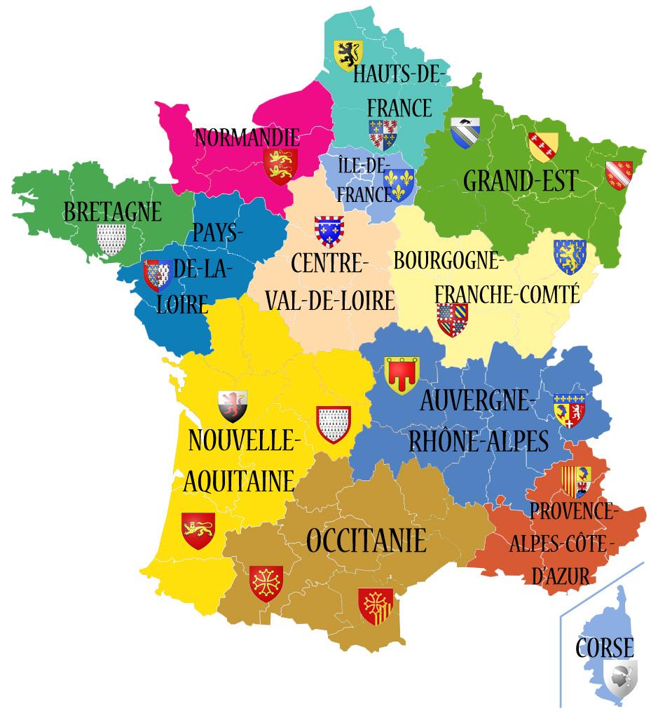 régions françaises après le redécoupage de 2015